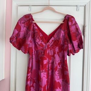 Aidan Mattox Red and Pink maxi Dress